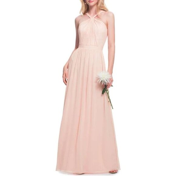 #LEVKOFF Halter Chiffon A-Line Gown - Size 4 - Picture 1 of 11